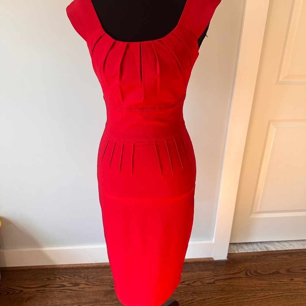Bettie Page Vibrant Red Midi Dress
